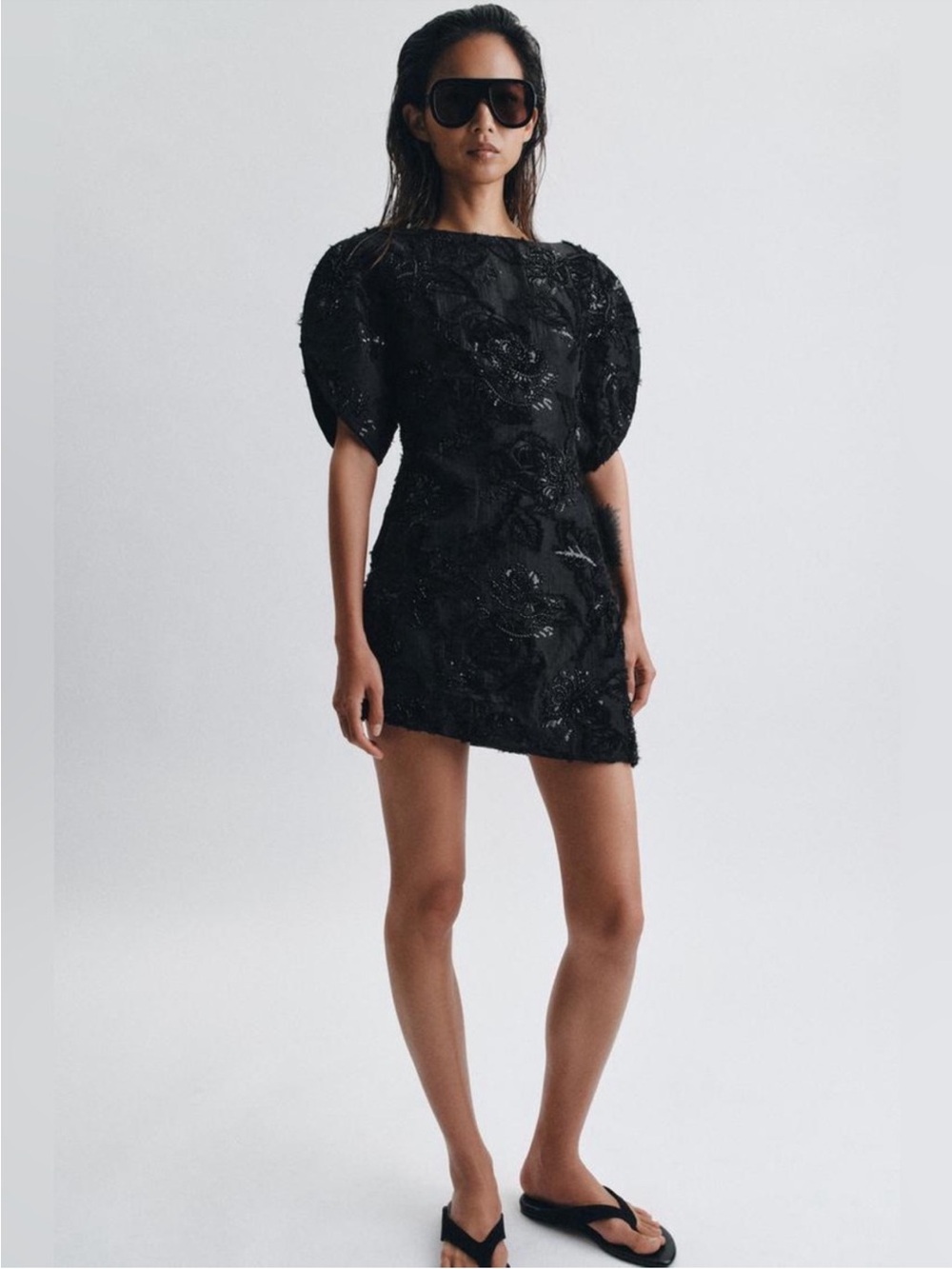 ZARA FLORAL EMBROIDERED BEADS AND SEQUINS MINI DRESS